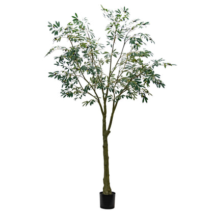 Contemporary home decor featuring realistic artificial olive tree.